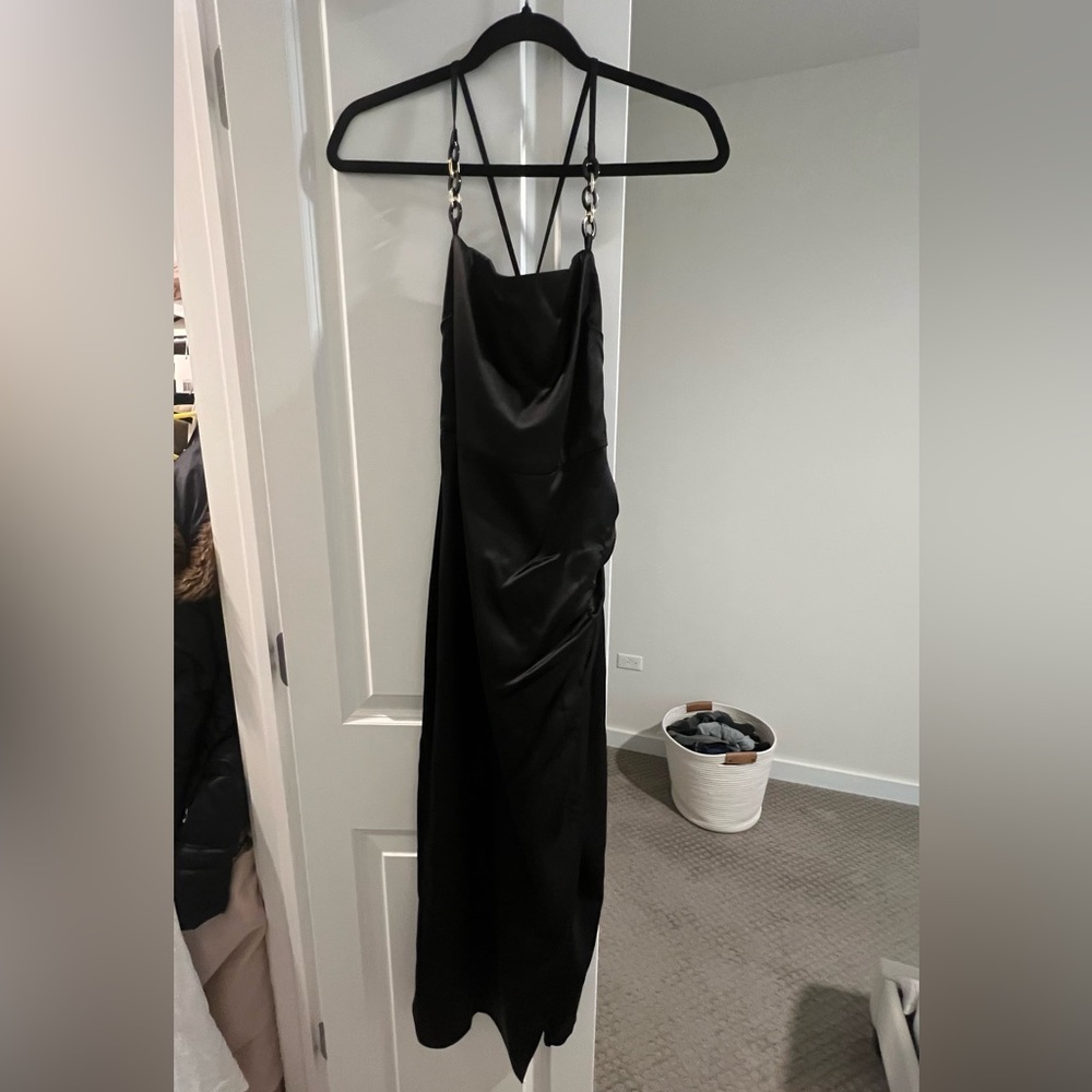 Zara black satin dress